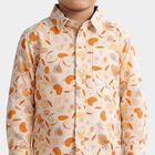 Boys White Cotton Long Sleeves Collared Shirt, White, small