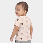 Infants Beige Cotton V-Neck Regular T-Shirt, गहरा पीला, small