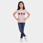 Girls Pink Round Neck Graphic Print Regular T-Shirt, गुलाबी, small