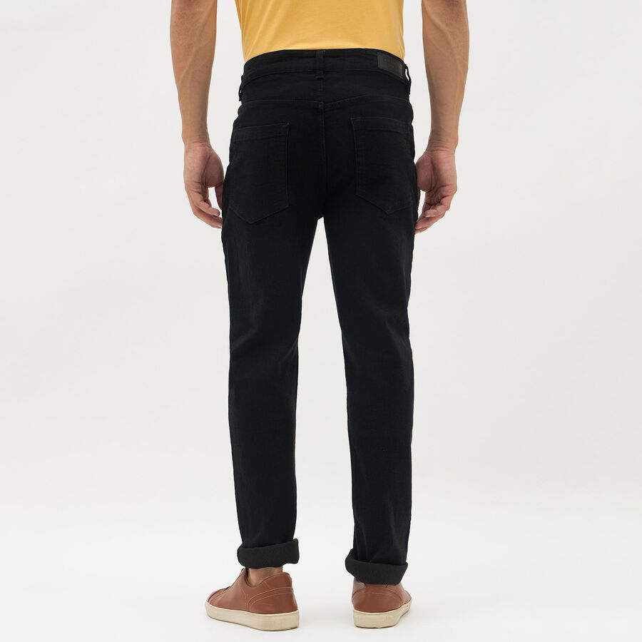 Men's Jet Black Slim Fit Five Pocket Jeans, काला, large image number null