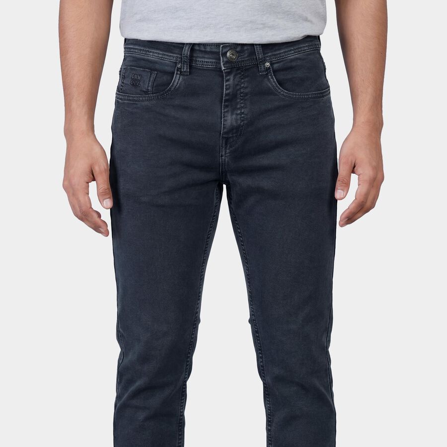 Men's Dark Grey Slim Fit Washed Jeans, Dark Grey, large