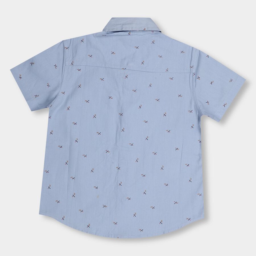Kids' Light Powder Blue Cotton Classic Collar Casual Shirt, Light Blue, large image number null