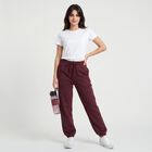 Women's Maroon Regular Fit Drawstring Jogger Track Pants, वाइन, small
