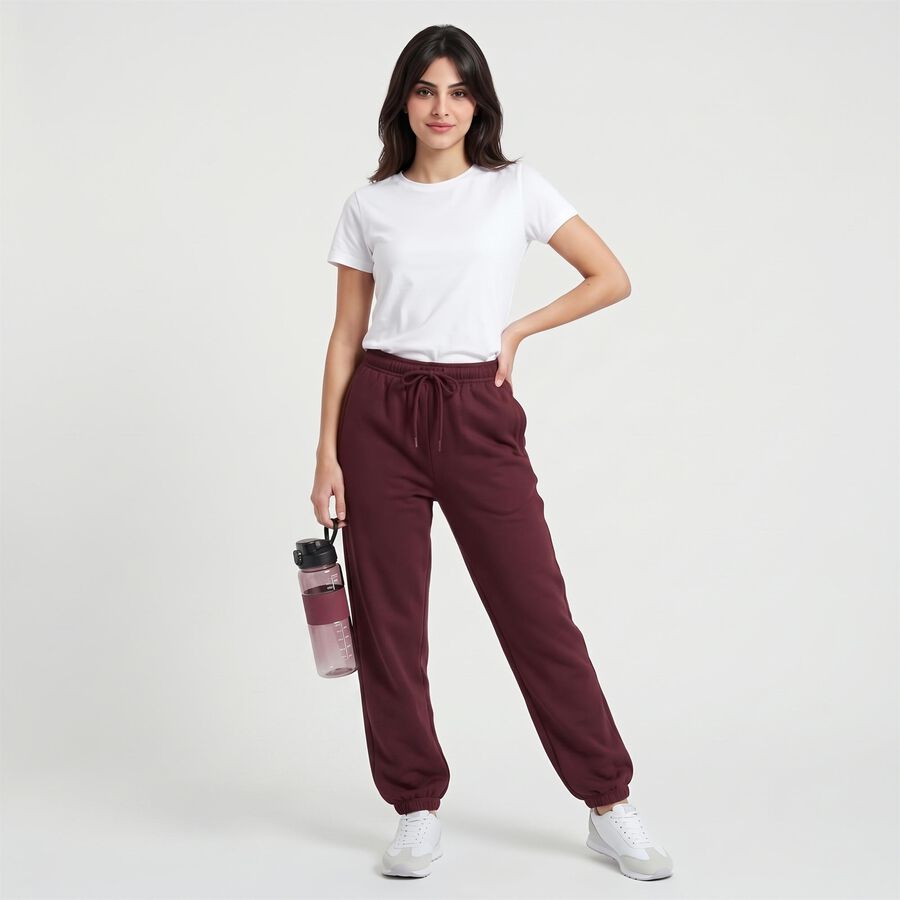 Women's Maroon Regular Fit Drawstring Jogger Track Pants, वाइन, large