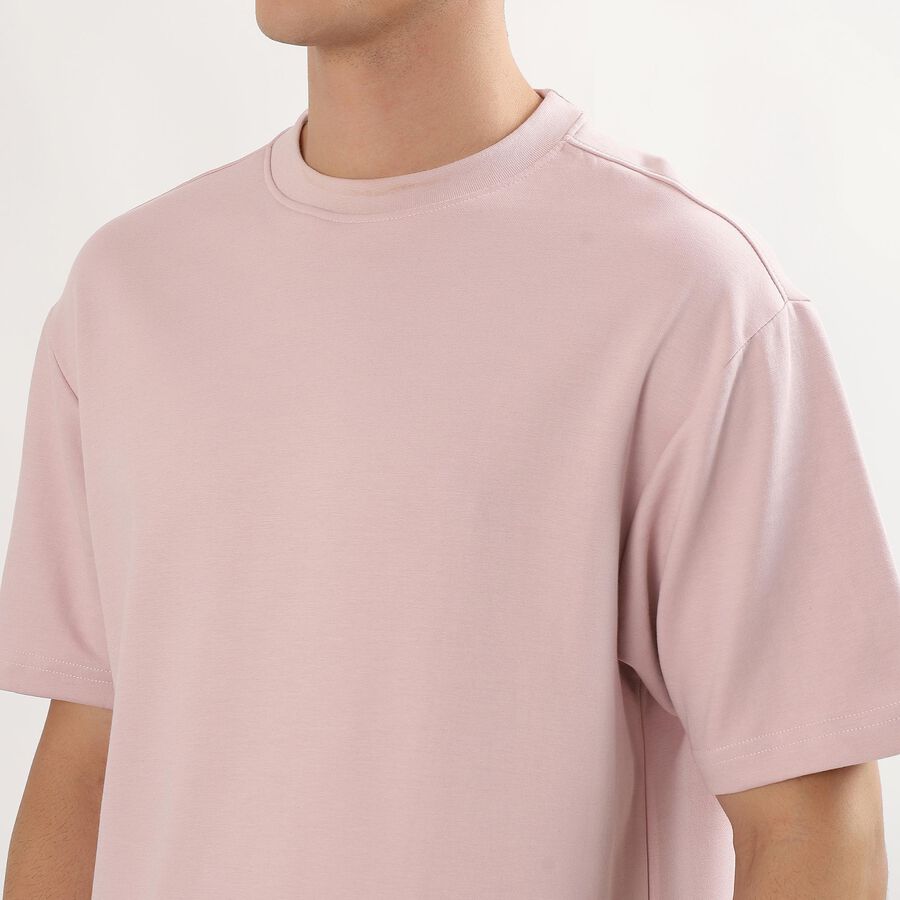 Men's Light Pink Round Neck Casual T-Shirt, Light Pink, large image number null