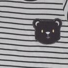 Infants' Grey Cotton Round Neck Striped Baba Suit, हल्का ग्रे, small