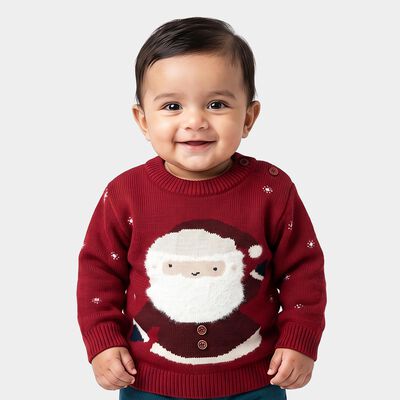 Infants' Red Crew Neck Printed Pullover