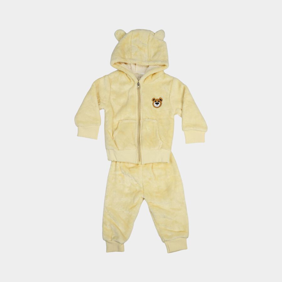 Infants' Yellow Hooded Bear Patch Baba Suit, Yellow, large
