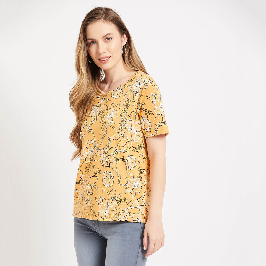 Round Neck T-Shirt, Yellow, large image number null