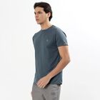 Men's Midnight Blue Crew Neck Athleisure Drifit T-Shirt, मध्यम नीला, small