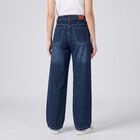 Women's Navy Blue Wide Leg Tie-Up Waist Jeans, गहरा नीला, small