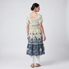 Women's Cream Cotton Square Neck Floral Printed Kurti, Off White, small
