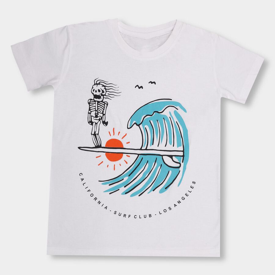 Boys' Half Sleeves T-Shirt, White, large image number null