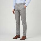 Men's Grey Slim Fit Flat-Front Casual Trousers, Light Grey, small