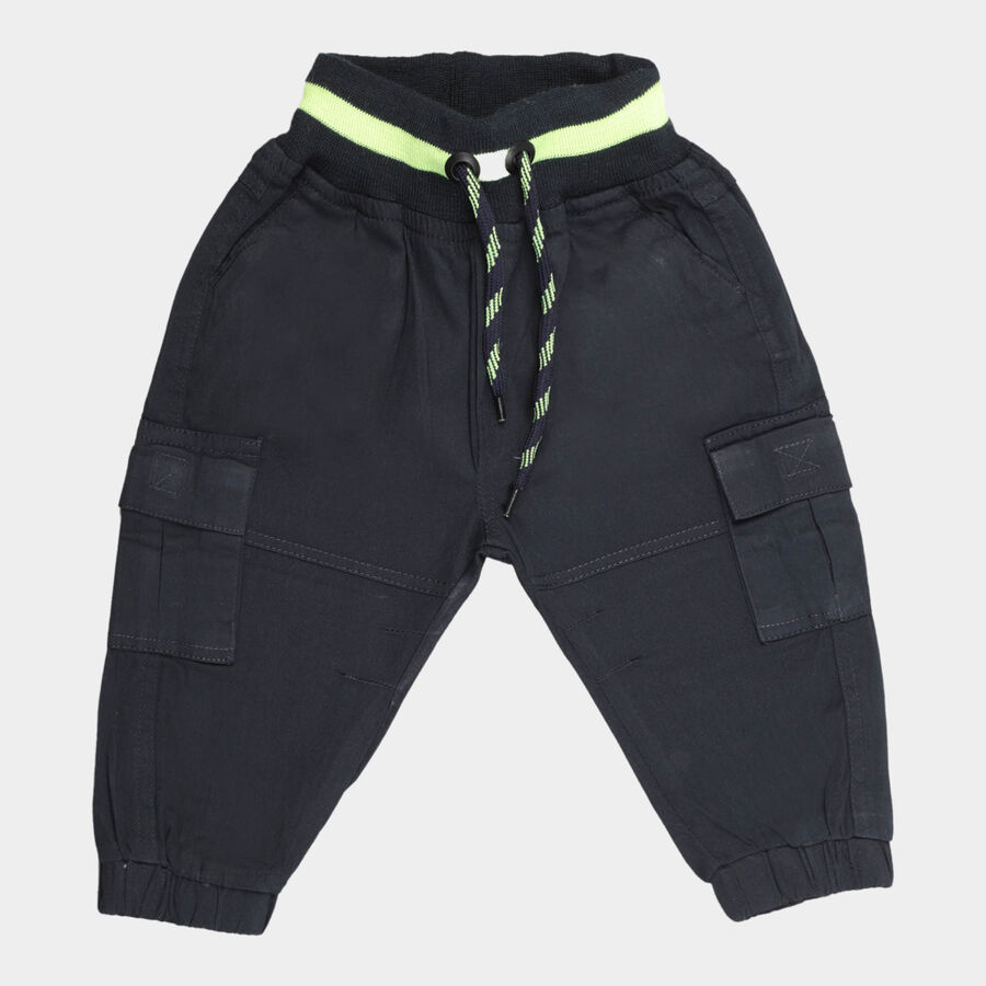 Infants Cotton Solid Trousers, Navy Blue, large image number null
