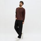 Men's Rich Brown Henley Neck Casual T-Shirt, Brown, small image number null
