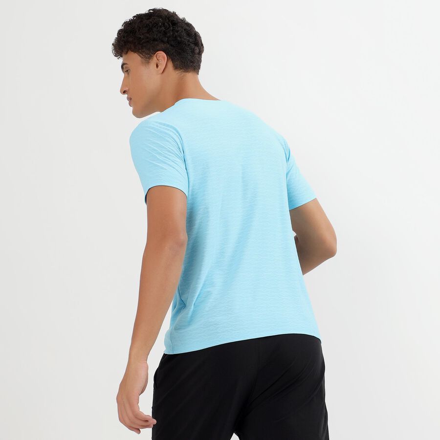 Men's Light Sky Blue Crew Neck Athleisure T-Shirt, Aqua, large image number null