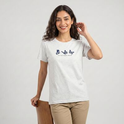 Women's Grey Round Neck Regular T-Shirt