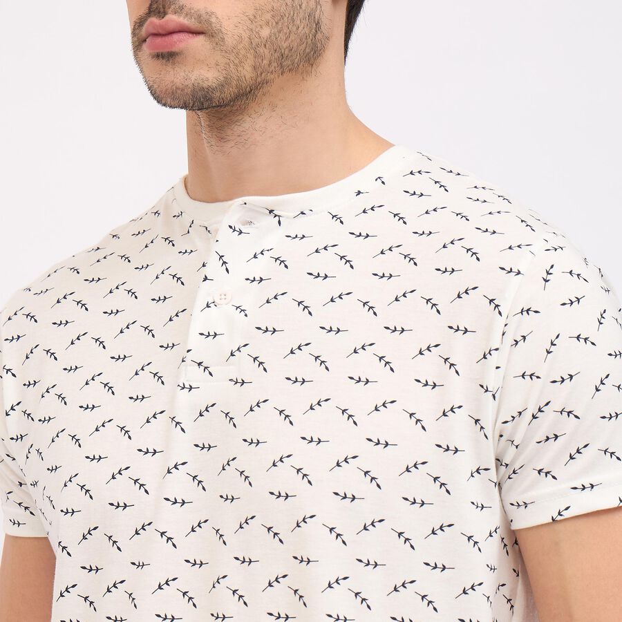 Men's Henley Half Sleeves T-Shirt, White, large image number null