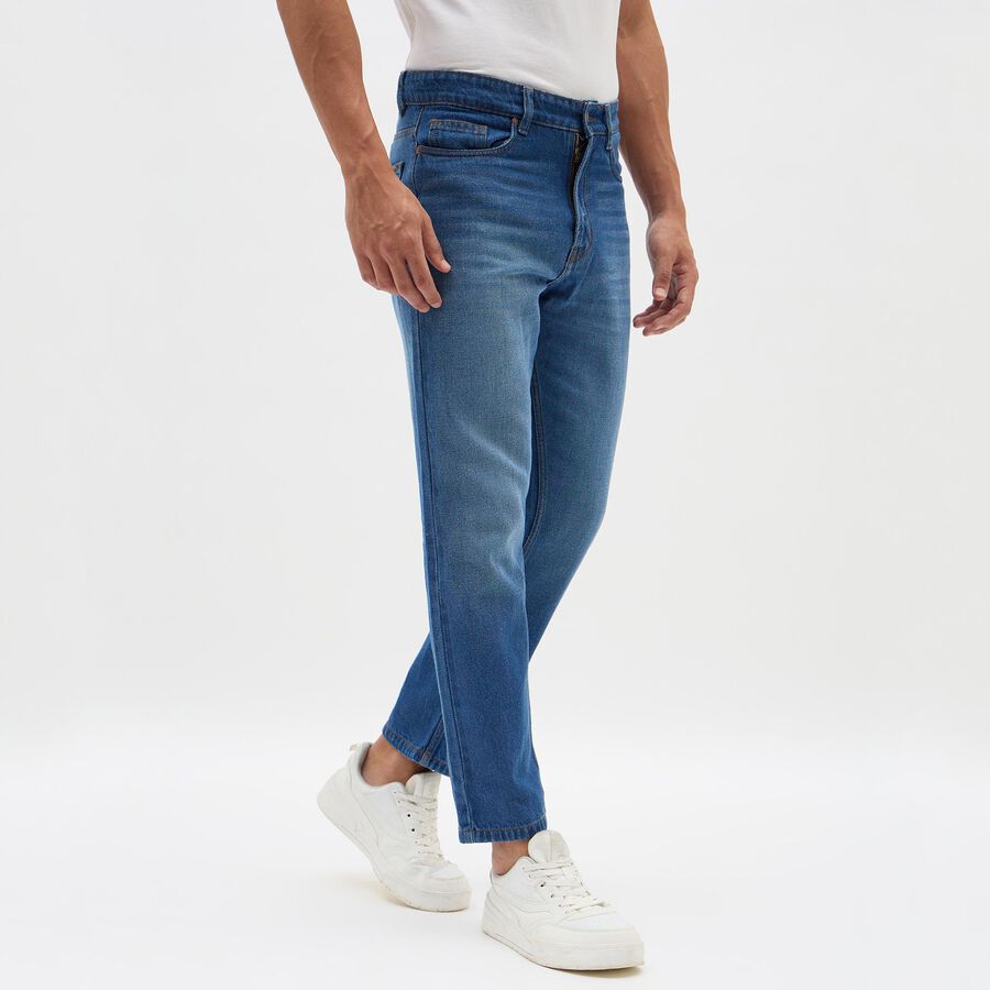 Men's Medium Blue Straight Fit Jeans, Mid Blue, large image number null