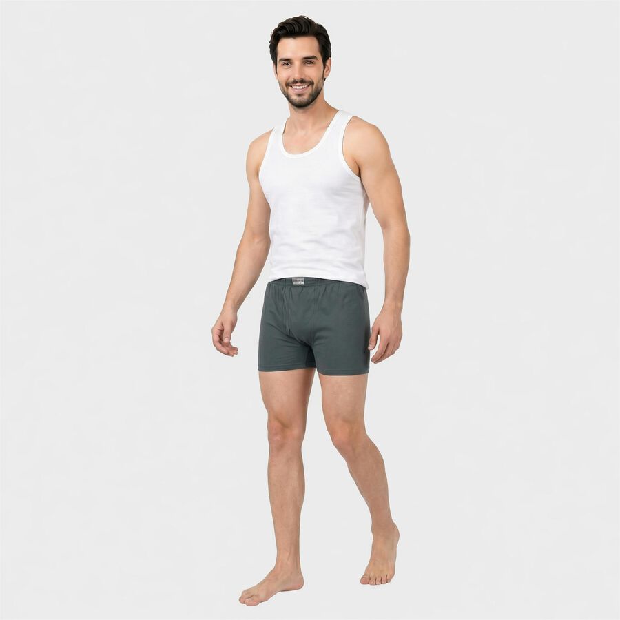Men's Mid Blue Regular Fit Solid Trunks, मध्यम नीला, large