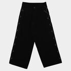 Girls Black Wide Leg Side Stitch Detail Jeans, काला, small