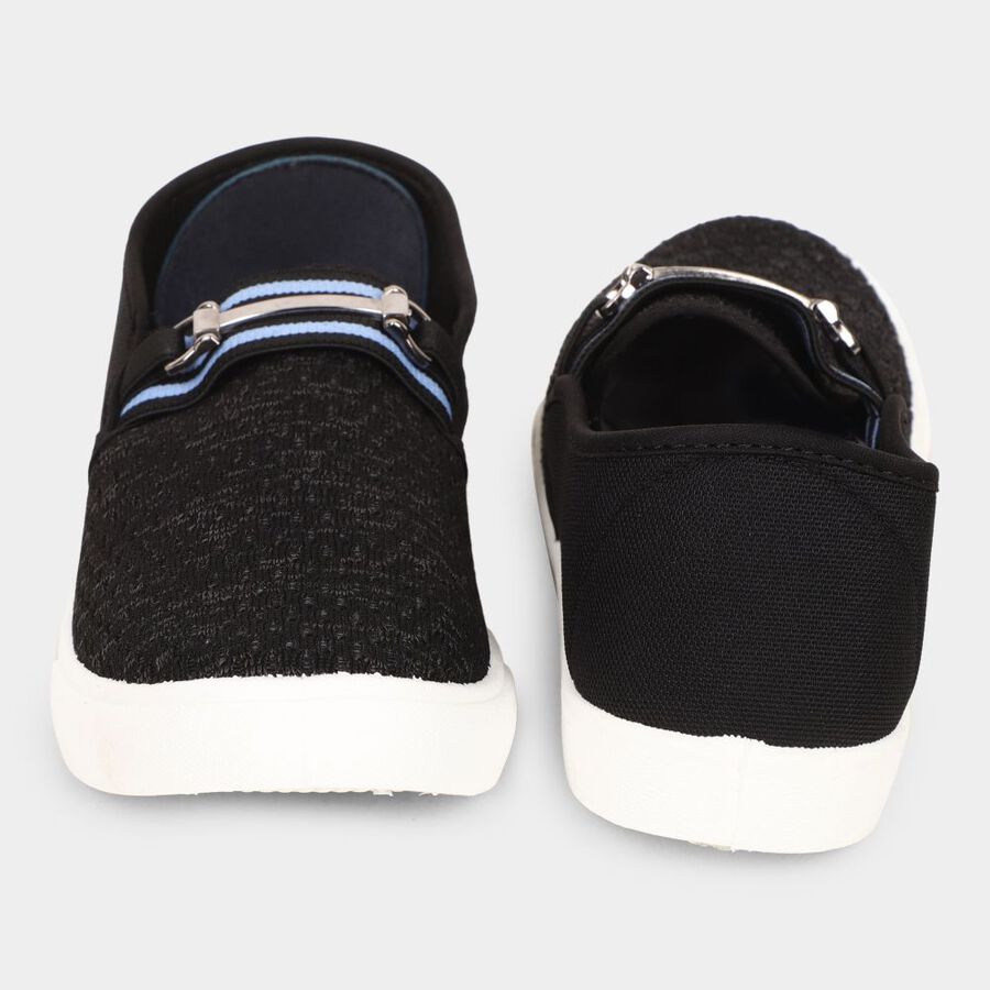 Men's Black Slip-On Casual Shoes, काला, large
