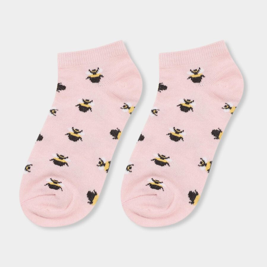Girls' Soft Pink and Light Powder Blue Ankle-Length Patterned Socks Pack of 2, Pink, large image number null