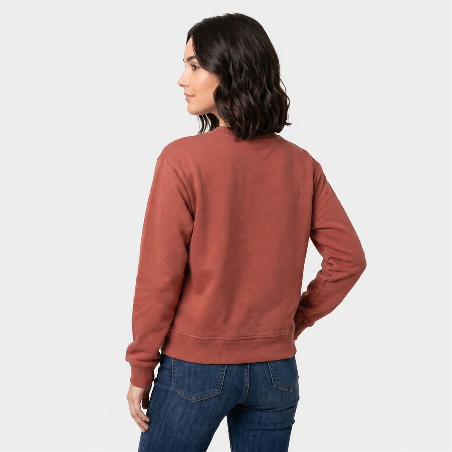 Women Pink Crew Neck Pullover Sweatshirt, Pink, large