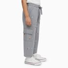 Girls' Light Grey Wide-Leg Embroidered Cargo Jeans, Light Grey, small