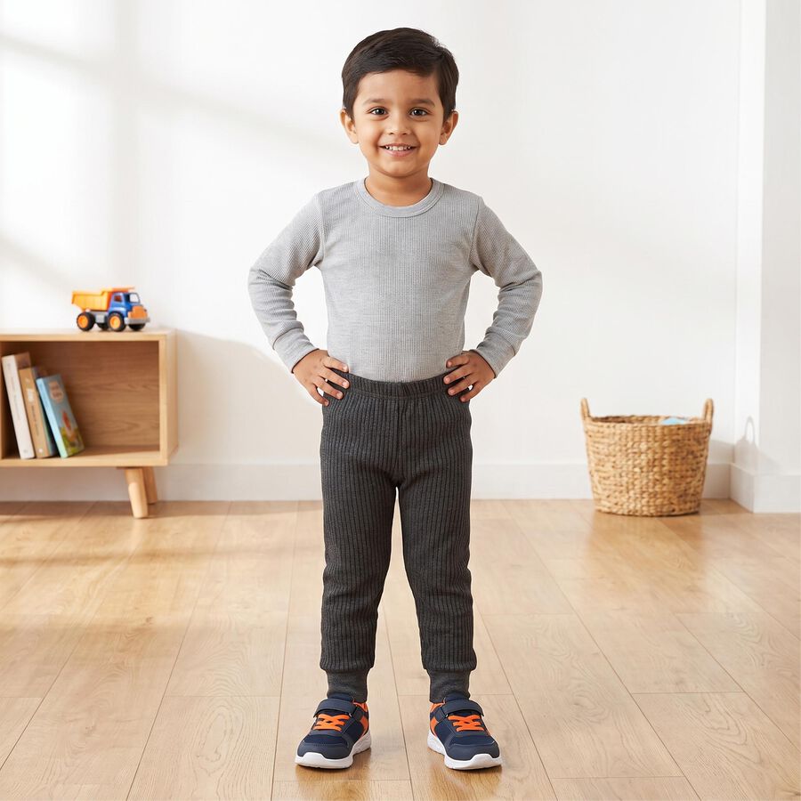 Boys' Charcoal Long Johns Thermal, चारकोल, large