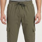 Men's Olive Green Slim Fit Cargo Jogger, ओलिव, small