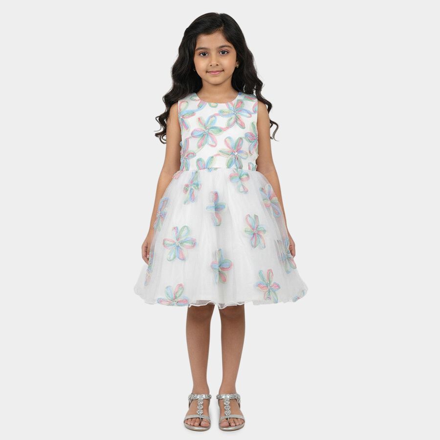 Girls' Off White Frock, ऑफ व्हाइट, large