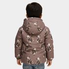 Boys Muted Brown Hooded Teddy Bear Printed Jacket, Brown, small image number null