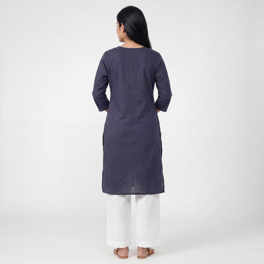 Women's Navy Blue Kurta, नेवी ब्लू, large