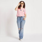 Round Neck T-Shirt, गुलाबी, small image number null