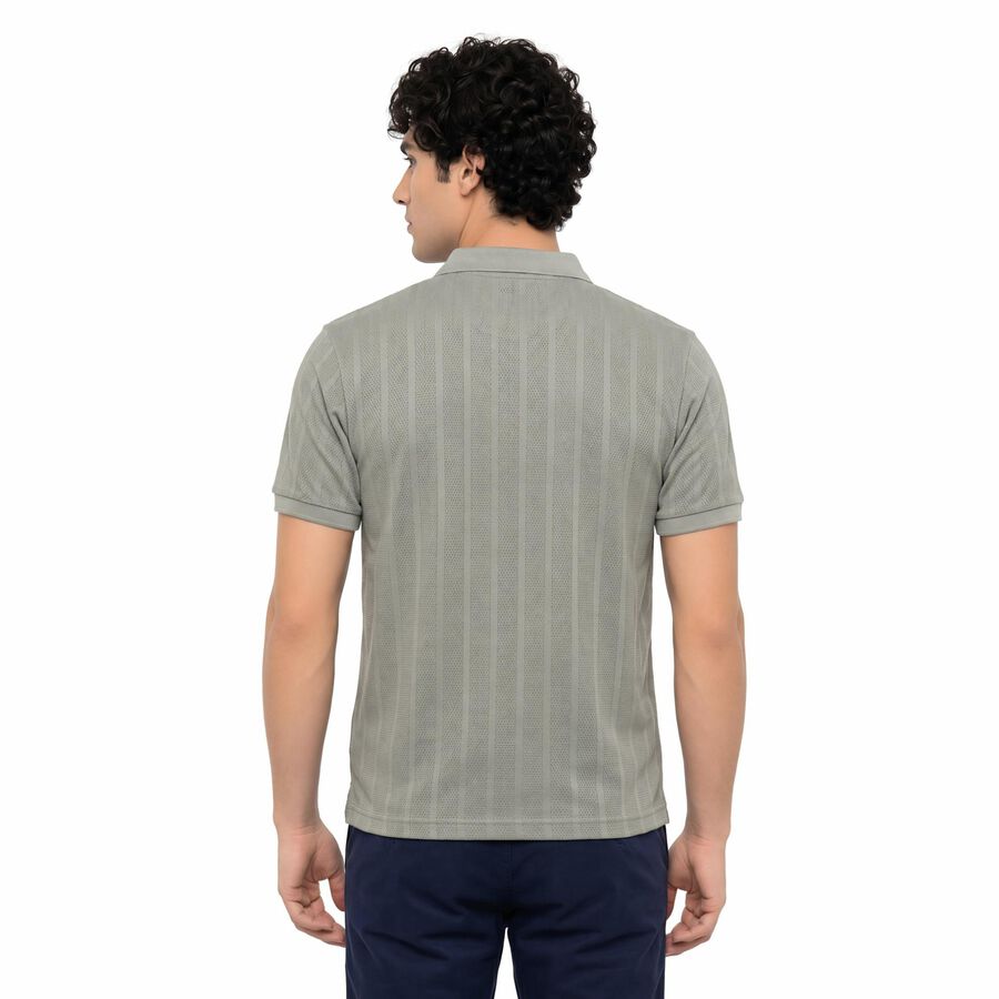 Men's Grey Polo Neck Polo T-Shirt, गहरा ग्रे, large