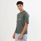 Men's Dark Sage Green Cotton Round Neck Casual T-Shirt, Dark Green, small image number null