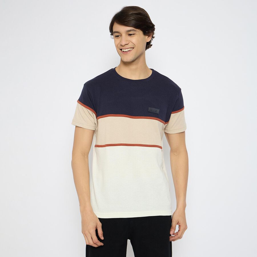 Men's Round Neck Half Sleeves T-Shirt , गहरा पीला, large