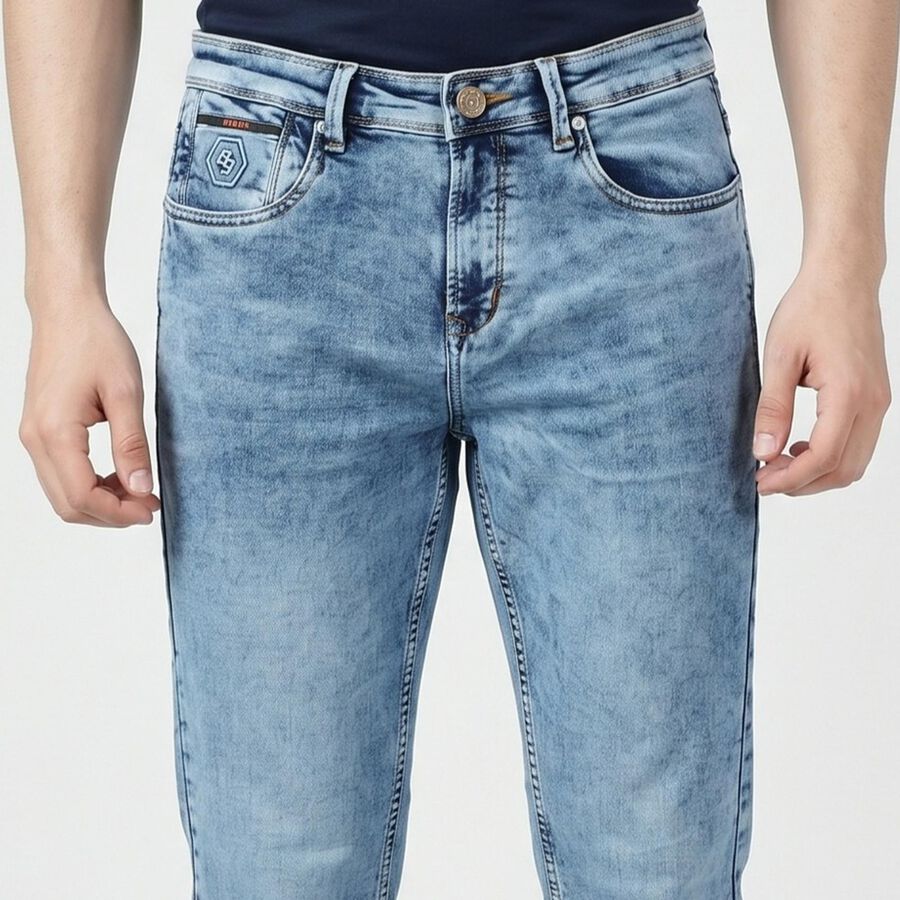 Men's Light Blue Slim Fit Classic Jeans, हल्का नीला, large