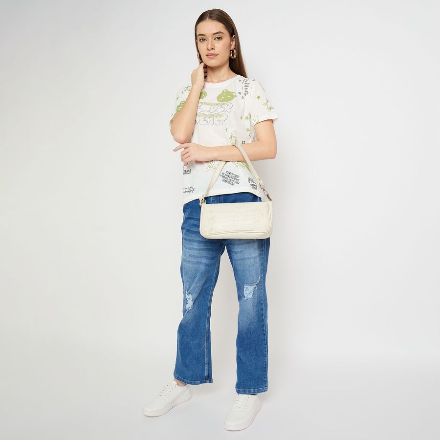 Ladies' Round Neck T-Shirt, Off White, large image number null
