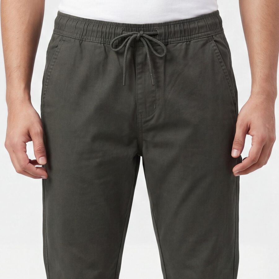 Men's Dark Green Slim Fit Casual Trousers, गहरा हरा, large