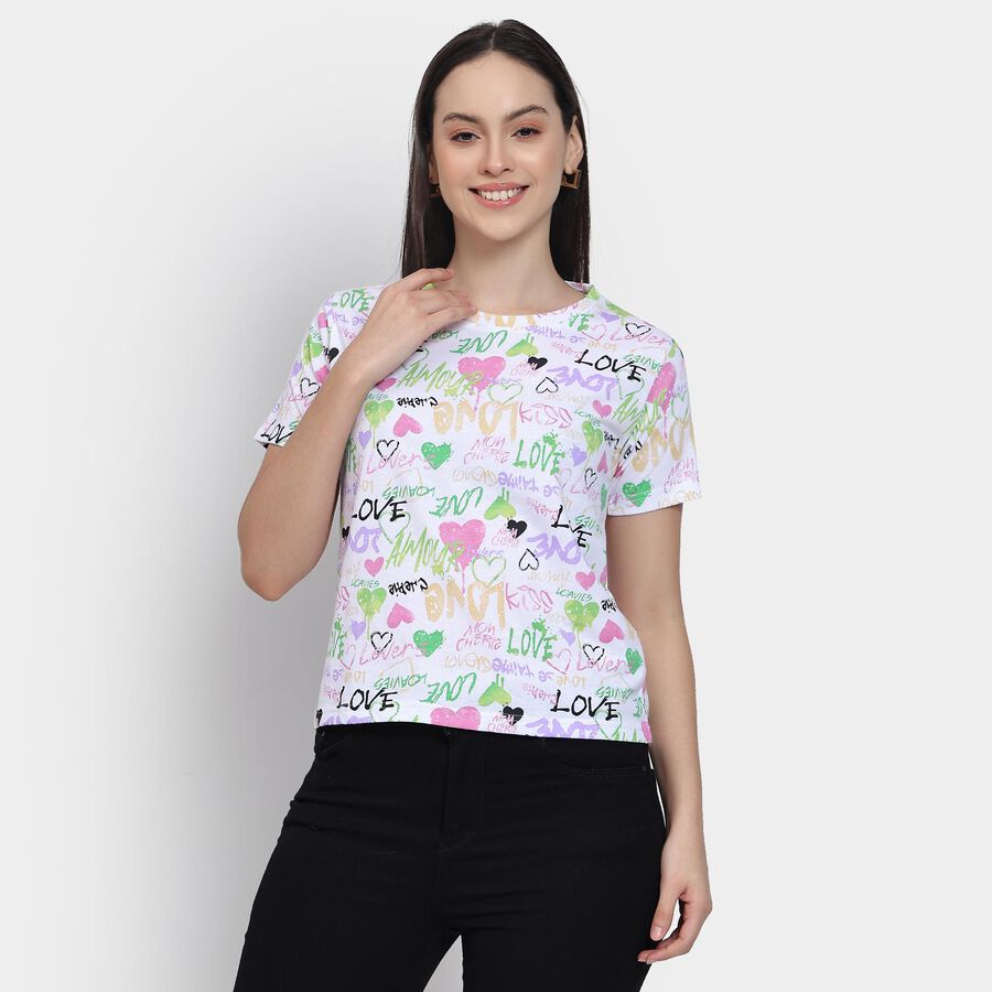 Ladies' Round Neck T-Shirt , White, large image number null