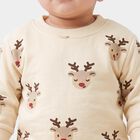 Infants' Beige Round Neck Pullover Sweatshirt, गहरा पीला, small
