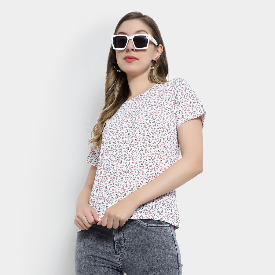 All Over Print Round Neck T-Shirt, White, large image number null