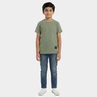 Boys Green Round Neck Casual Boys T-Shirt, हल्का हरा, small