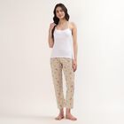 Women's Beige Regular Fit Cuffed Lounge Pyjama, गहरा पीला, small