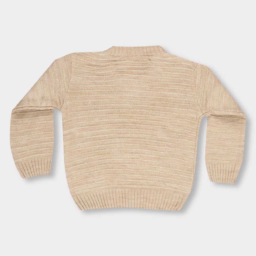 Infants Soft Beige Crew Neck Casual Pullover, गहरा पीला, large image number null