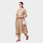 Women's Beige Embroidered Ethnic Set, Beige, small