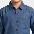 Boys Blue Casual Shirt, Mid Blue, small
